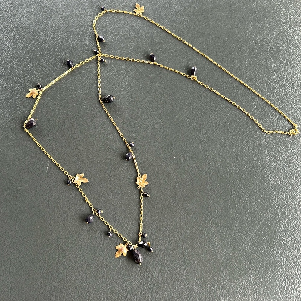 Long Ivy and cut stone necklace